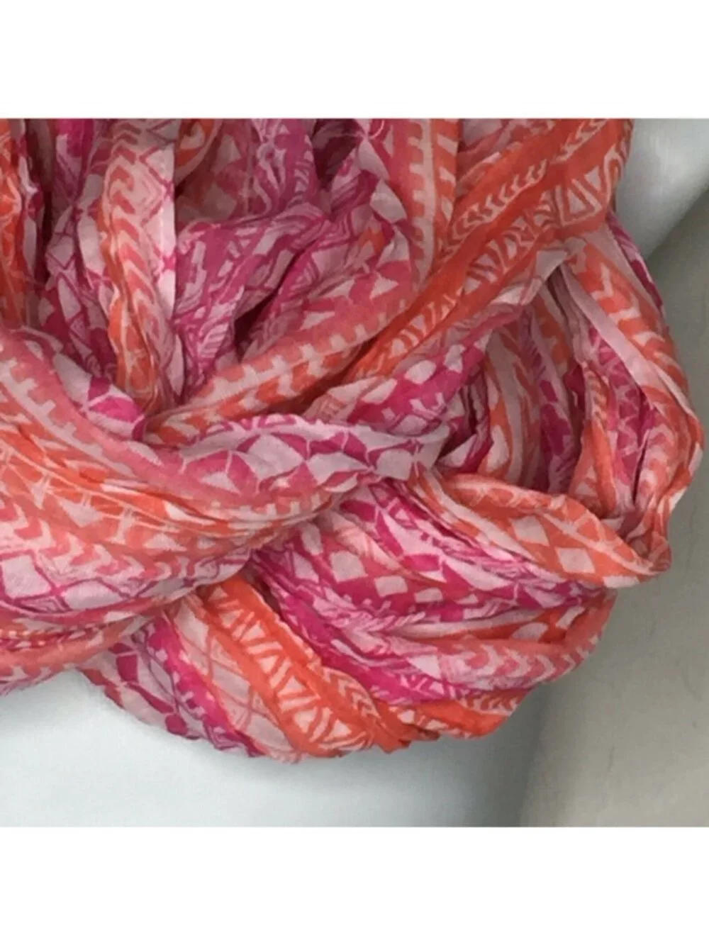 Womens Pink Orange White Pattern Infinity Scarf Accessories Fashion One Size
